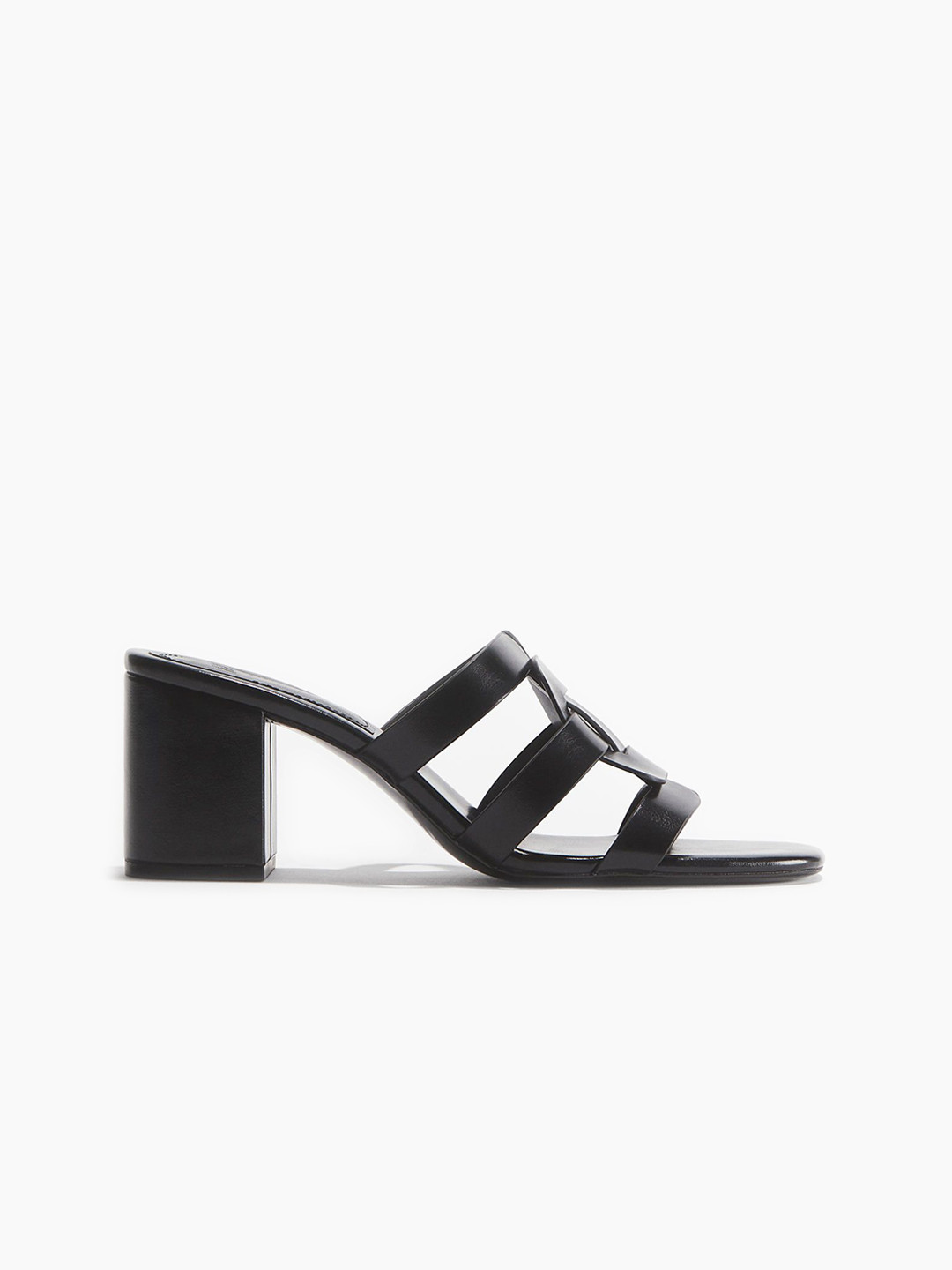 H&m Black Slingback Block Heels H&M Sandals Black Faux Leather