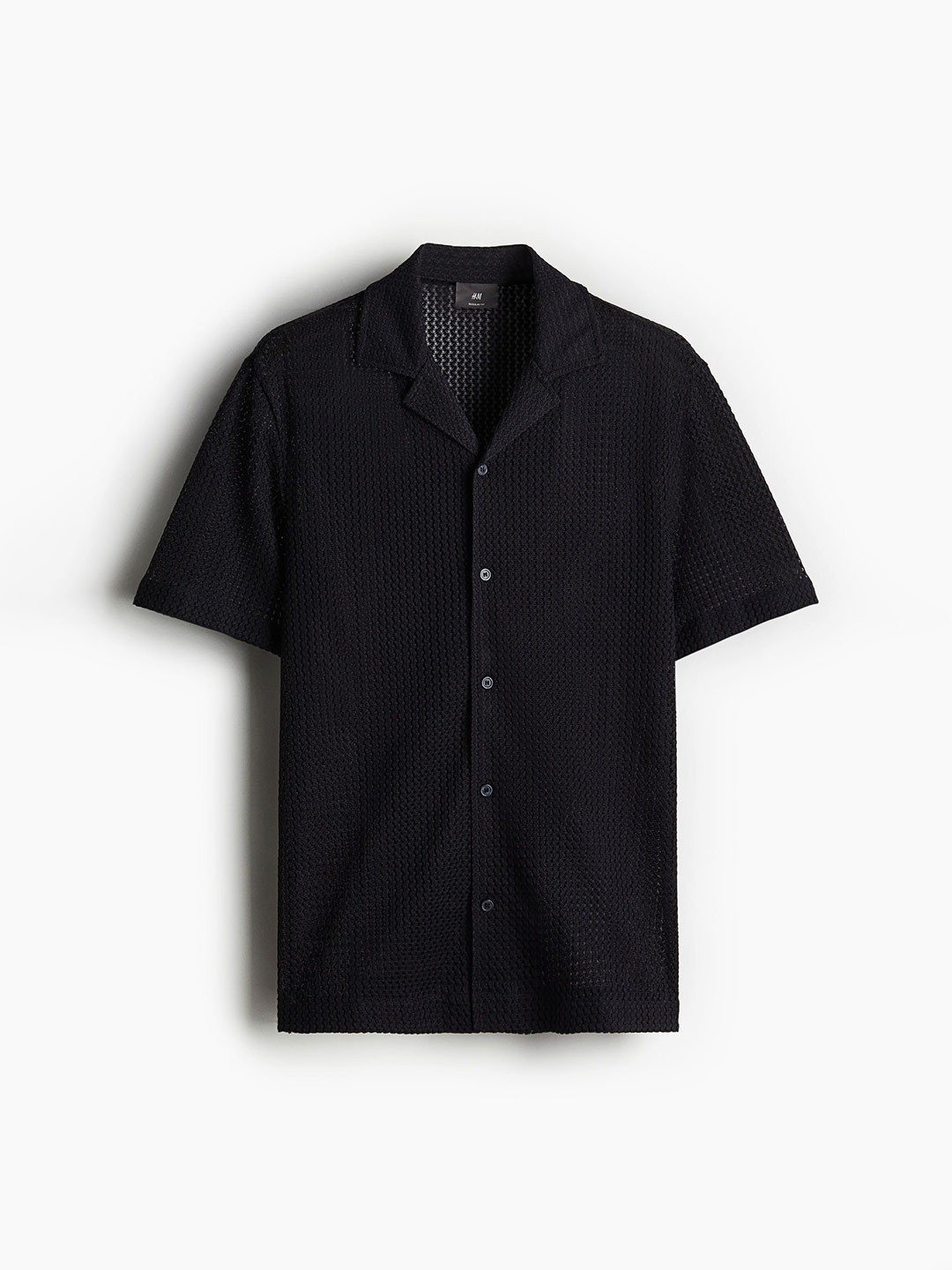 H&M Men Regular Fit Textured -Knit Resort Shirts