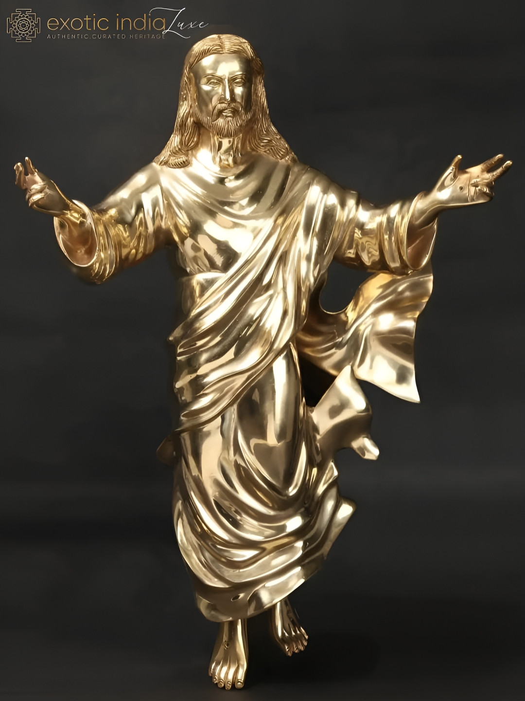 Exotic India Superfine Brass Glossy Hanging Hall Spiritual Wall Decor-11In