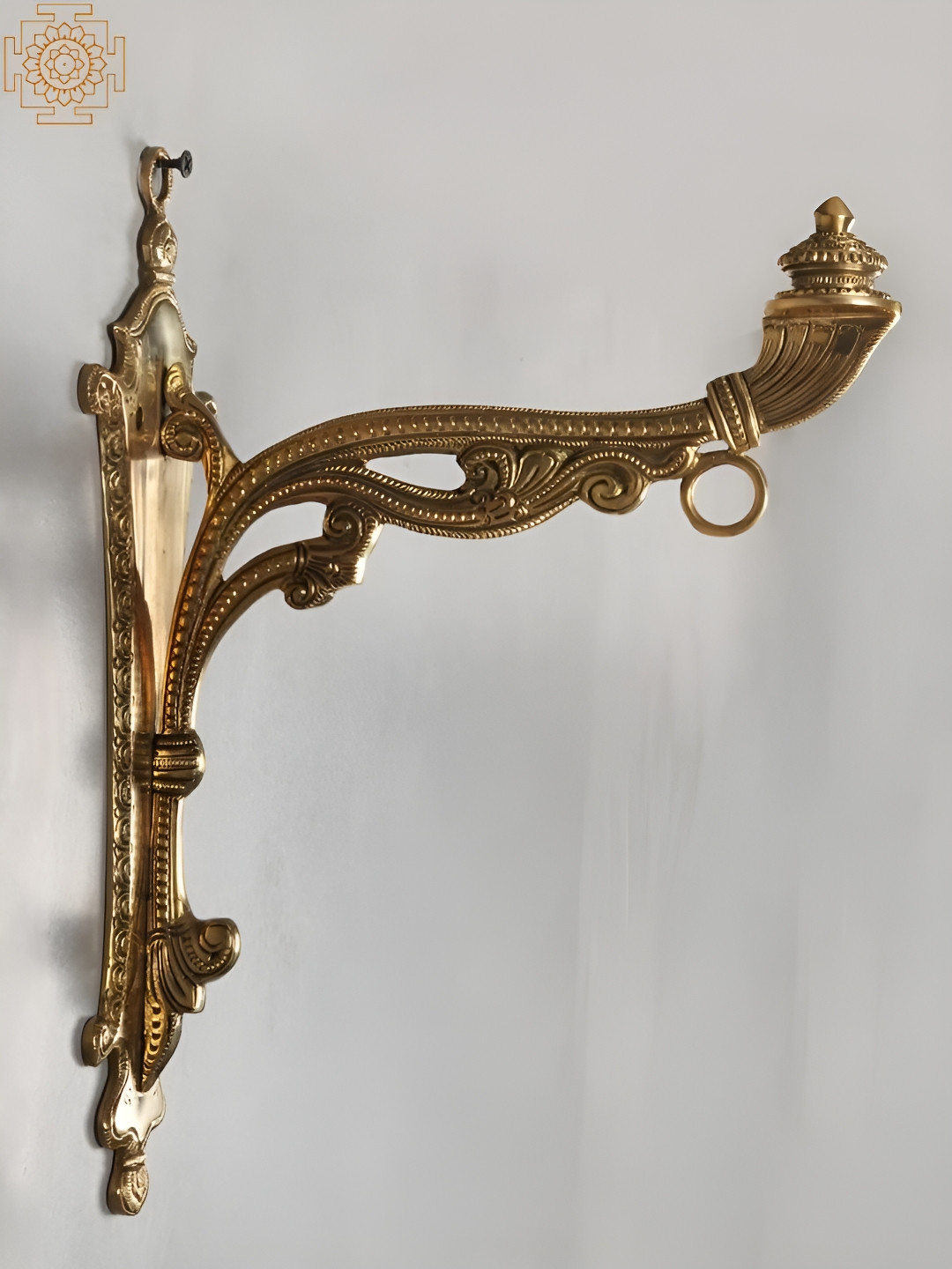 Exotic India Bracket Brass Glossy Hall Wall Hangings-8.5In