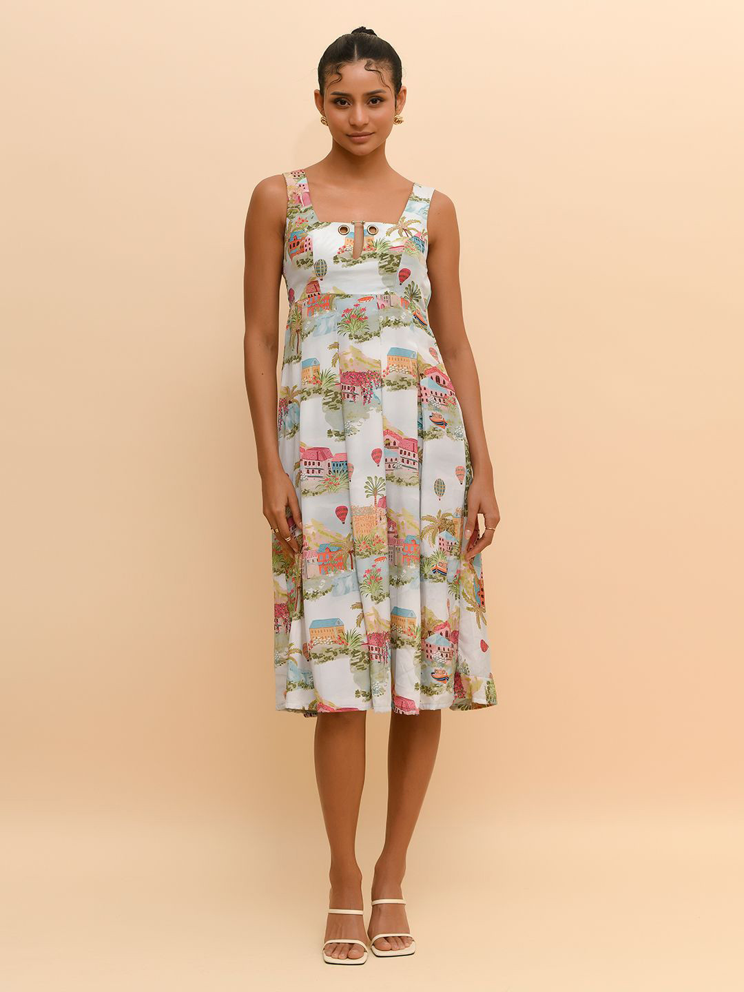 R.Y by Rishi and Vibhuti Women Printed Crepe Fit & Flare Dress