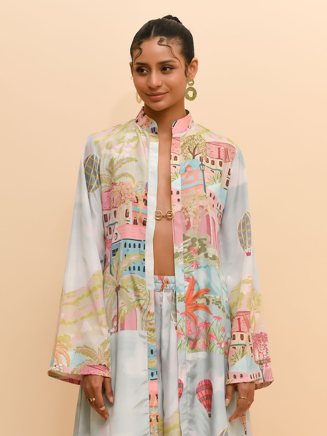 R.Y by Rishi and Vibhuti Mandarin Collar Printed Tunic