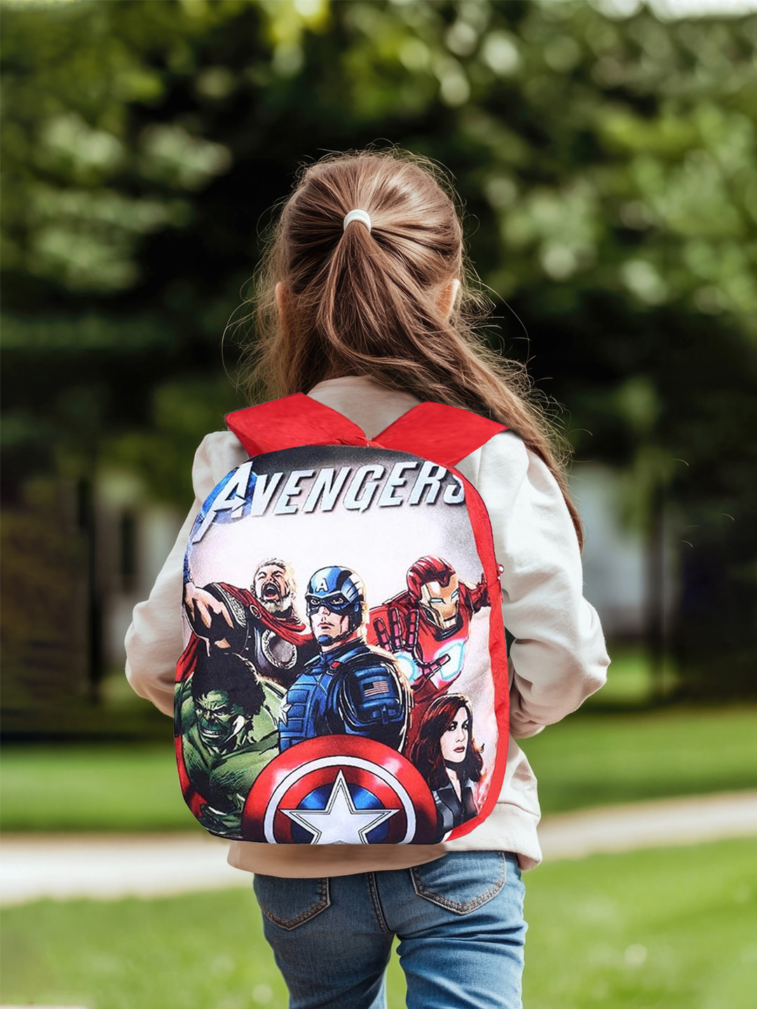 Kuber Industries Unisex Kids Marvel Avengers 2 Compartment Graphic School Backpack
