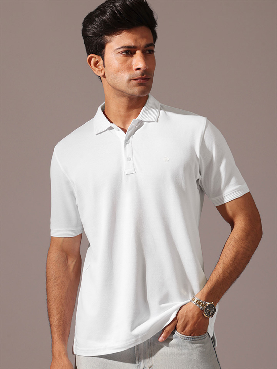 KINGDOM OF WHITE Men Polo Collar Organic Cotton Antimicrobial Supima T Shirt