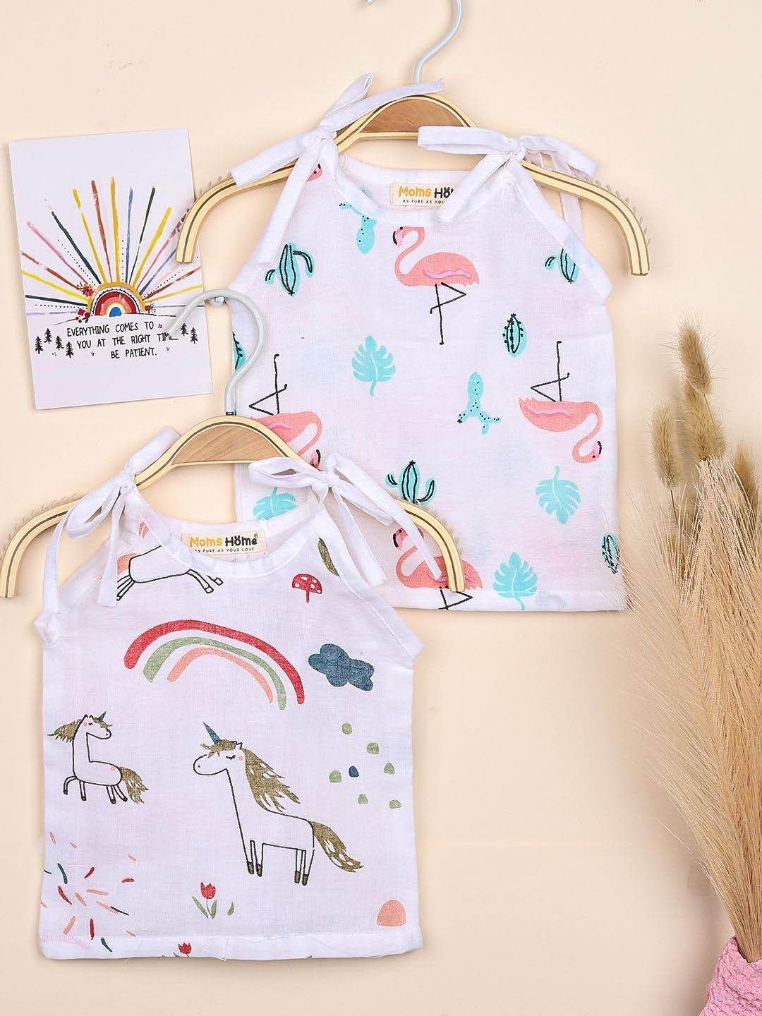 Moms Home Infants Pack Of 2 Printed Jhabla Innerwear Vests GWMHFUKNOTEDJHABLA0TO3P2