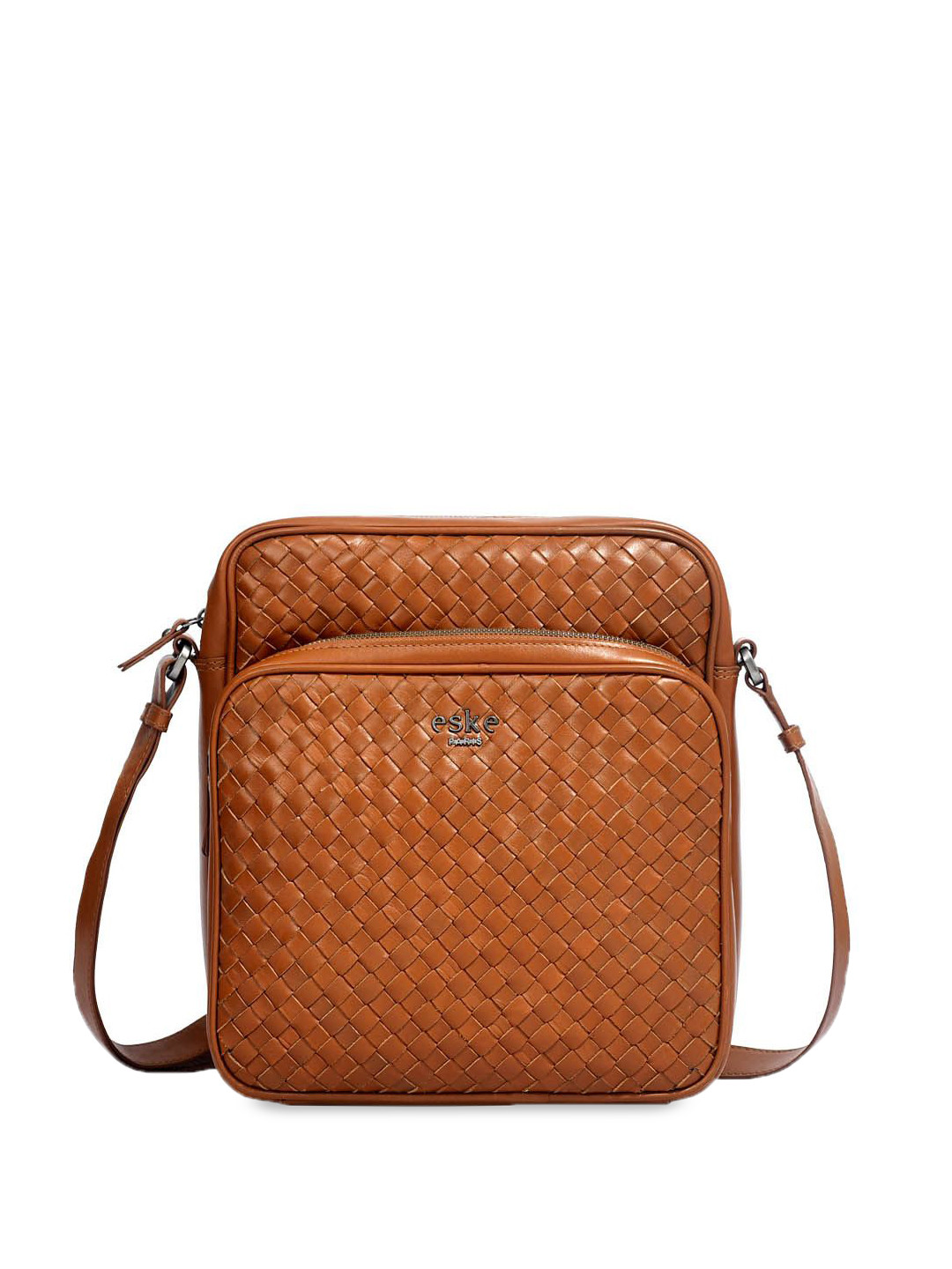 Eske Men Solid Leather Swagger Sling Bag with Quilted