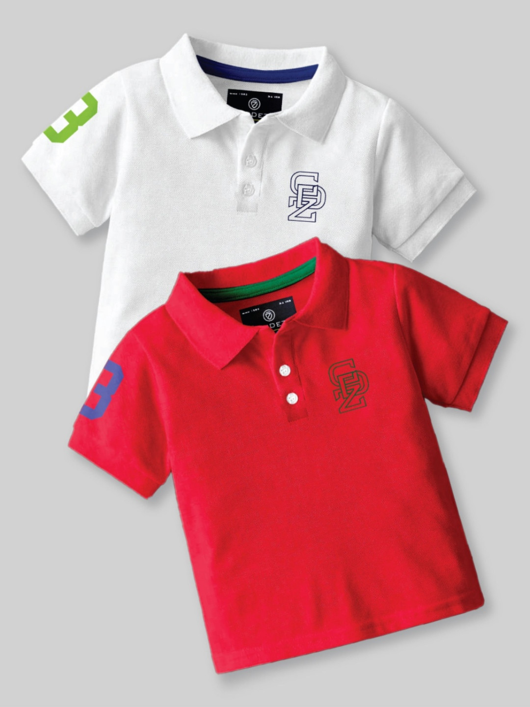 CODEZ Boys Pack of 2 Polo Collar T-shirt