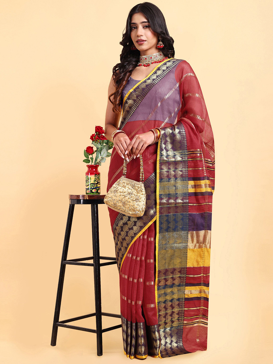 Sarisp Striped Zari Banarasi Saree