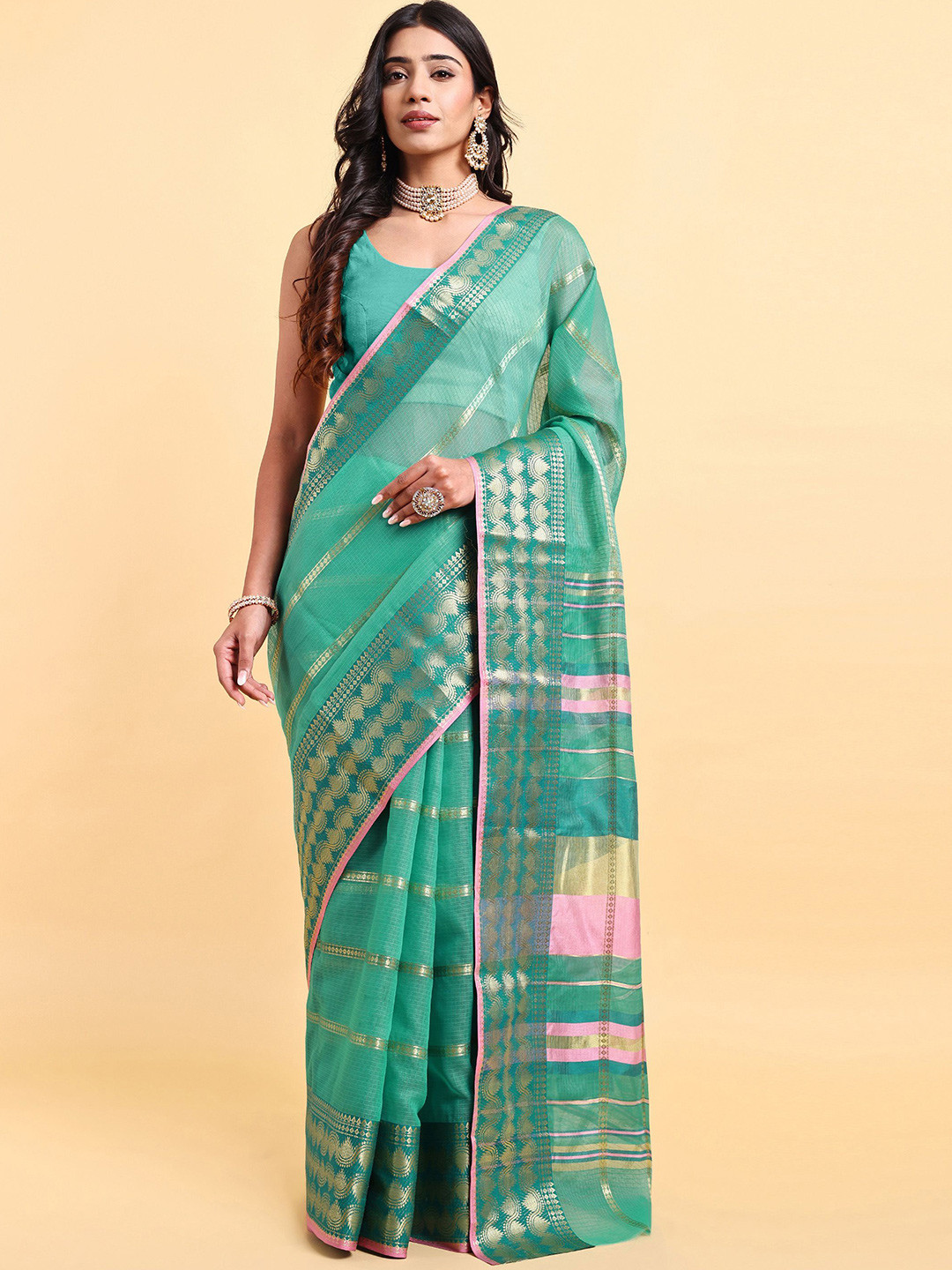 Sarisp Striped Zari Banarasi Saree