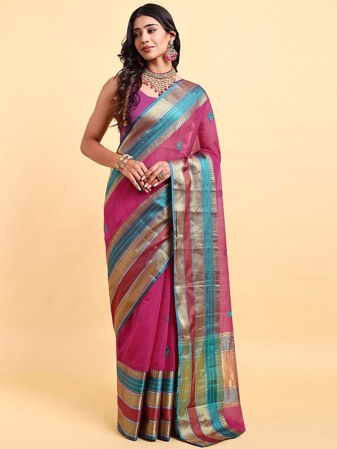 Sarisp Ethnic Motifs Woven Design Embroidered Banarasi Saree
