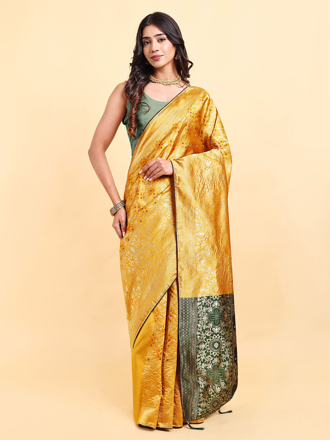 Sarisp Bandhani Zari Banarasi Saree