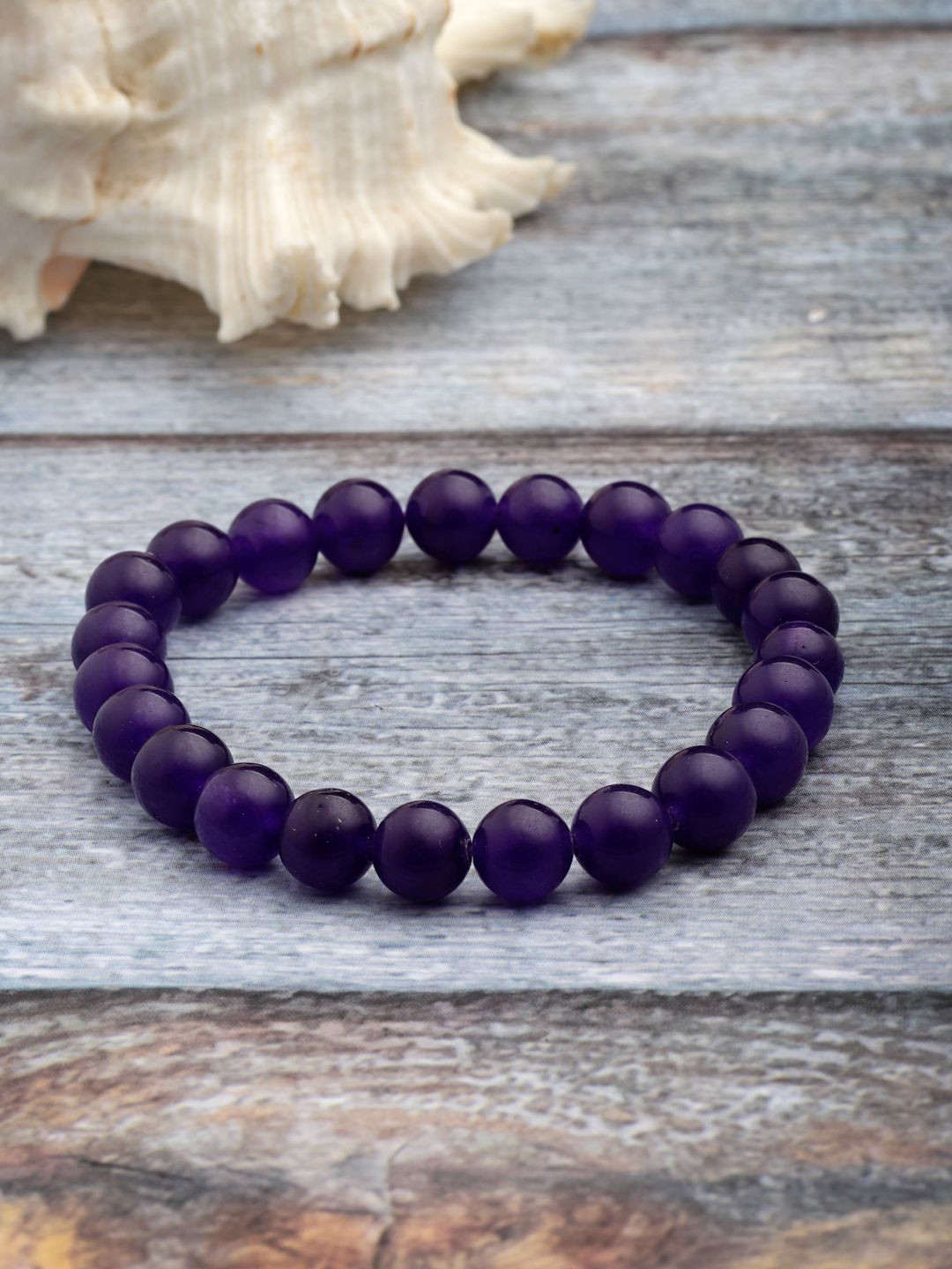 Sanjog Unisex Crystals Elasticated Glass Dark Blue Beaded Bracelet