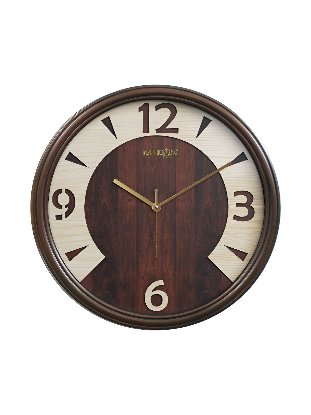 RANDOM Brown & Cream Printed Analogue Traditional Wall Clock