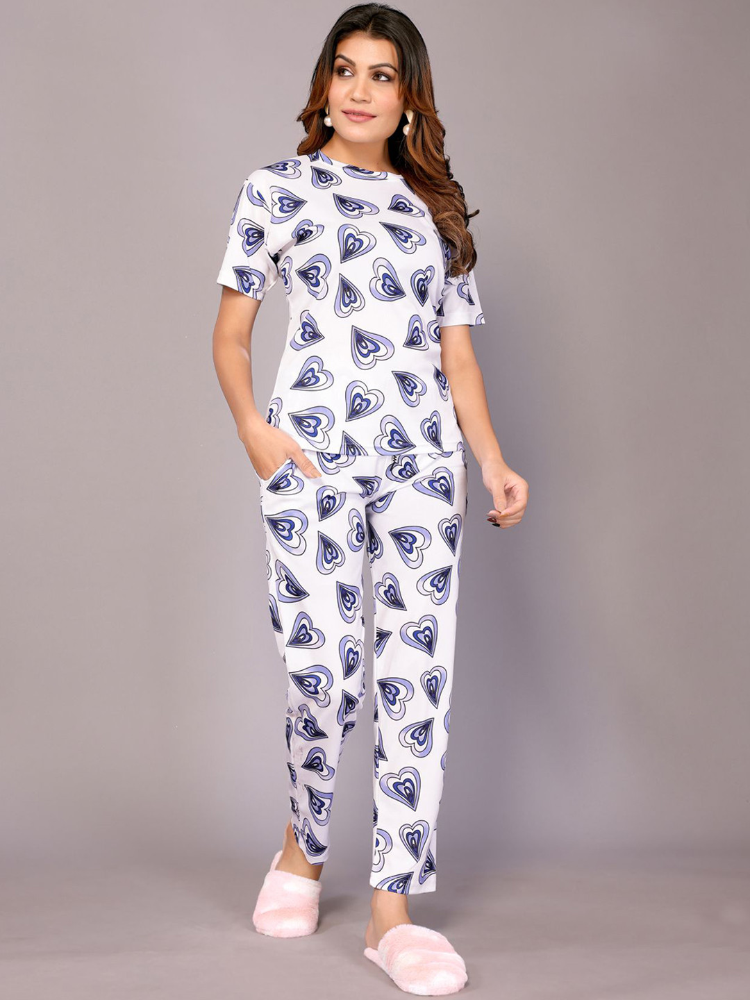 vj fashion Conversational Printed Round Neck Night Suit