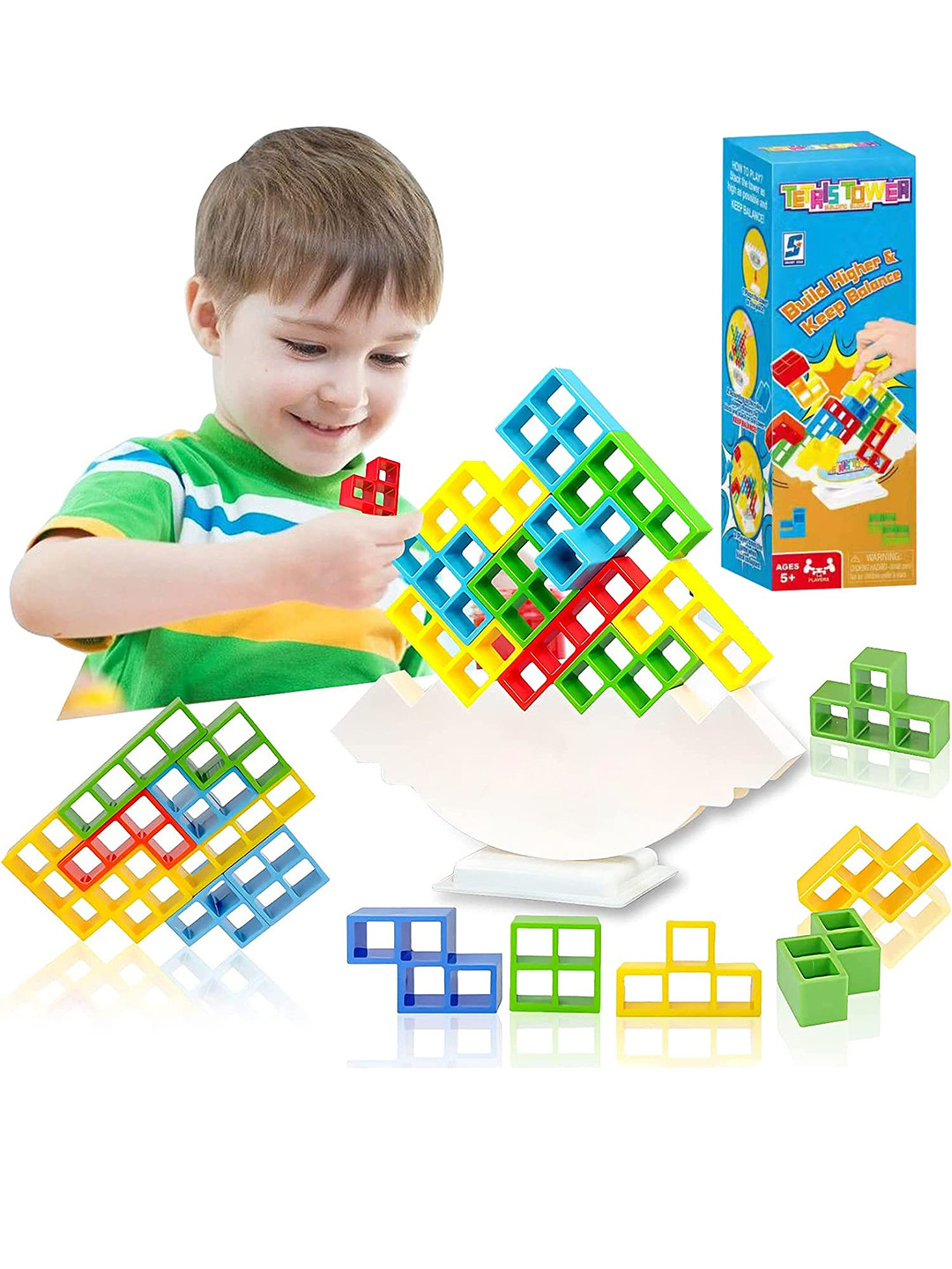 Kidology Kids 32 Pcs tetra Tower Balance Stacking & Board game