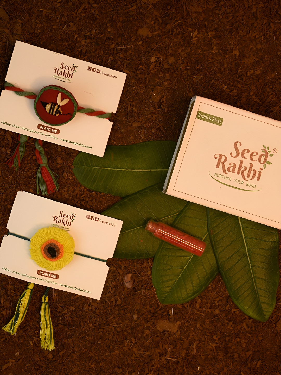 Indigifts Set Of 2 Cotton Rakhi For Brother With Manual & Roli