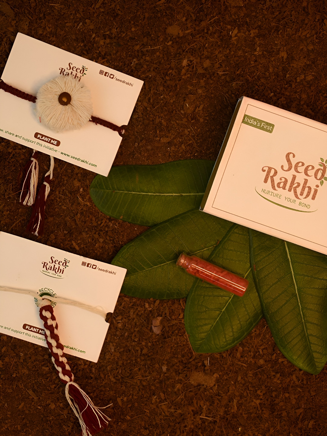 Indigifts Set Of 2 Plantable Rakhi For Brother And Instruction Manual With Roli