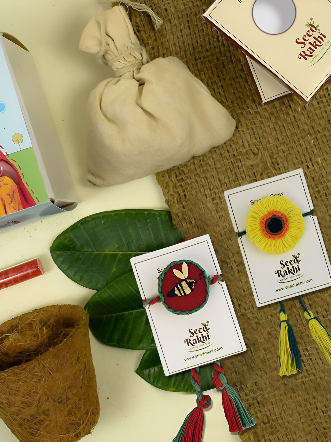 Indigifts Set Of 2 Plantable Rakhi For Brother With Planter Manual With Roli