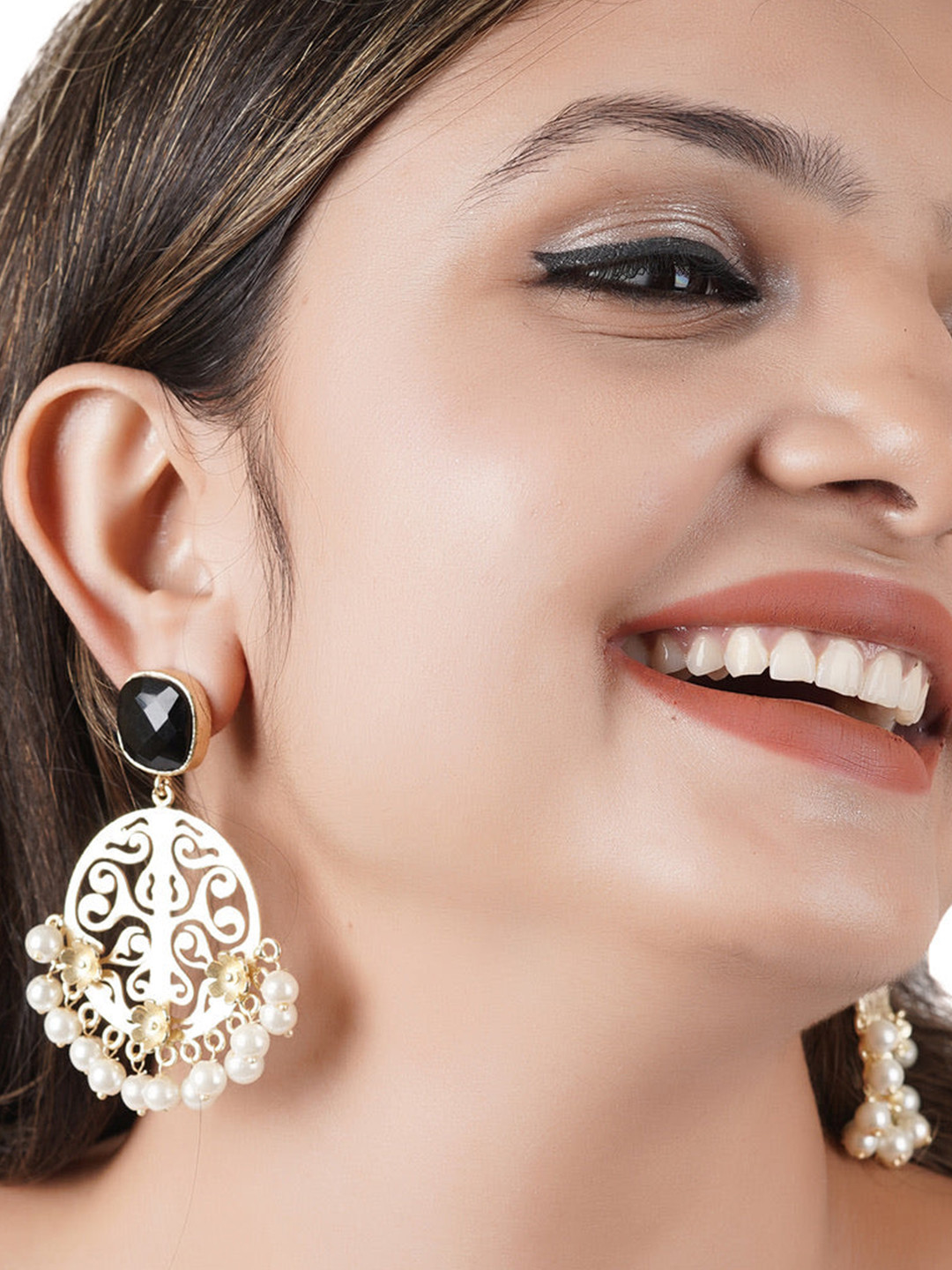Totapari Gold-Plated Contemporary Filigree Drop Earrings