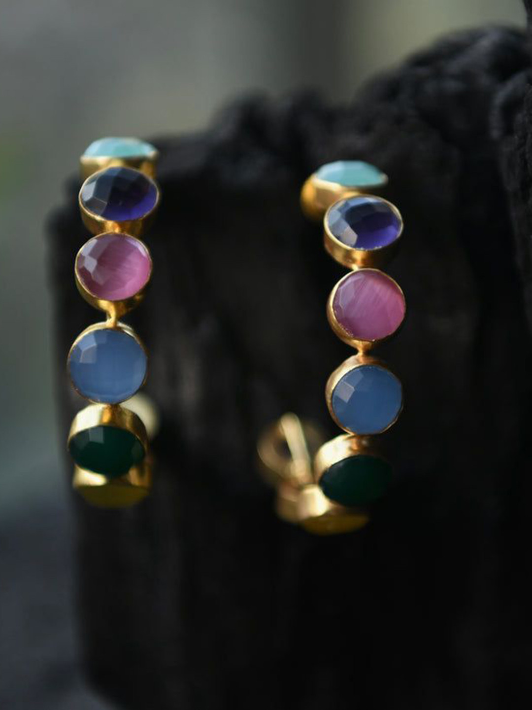 TOTAPARI Emily Rainbow Gold-Plated Semi-precious Stone Hoops