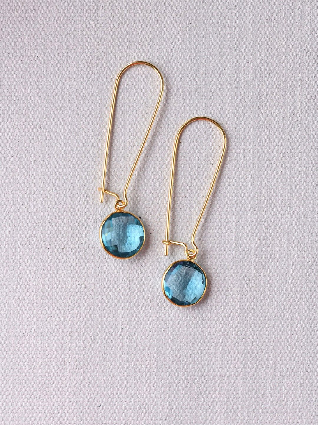 TOTAPARI Gold-Plated Blue Topaz Drop Earrings