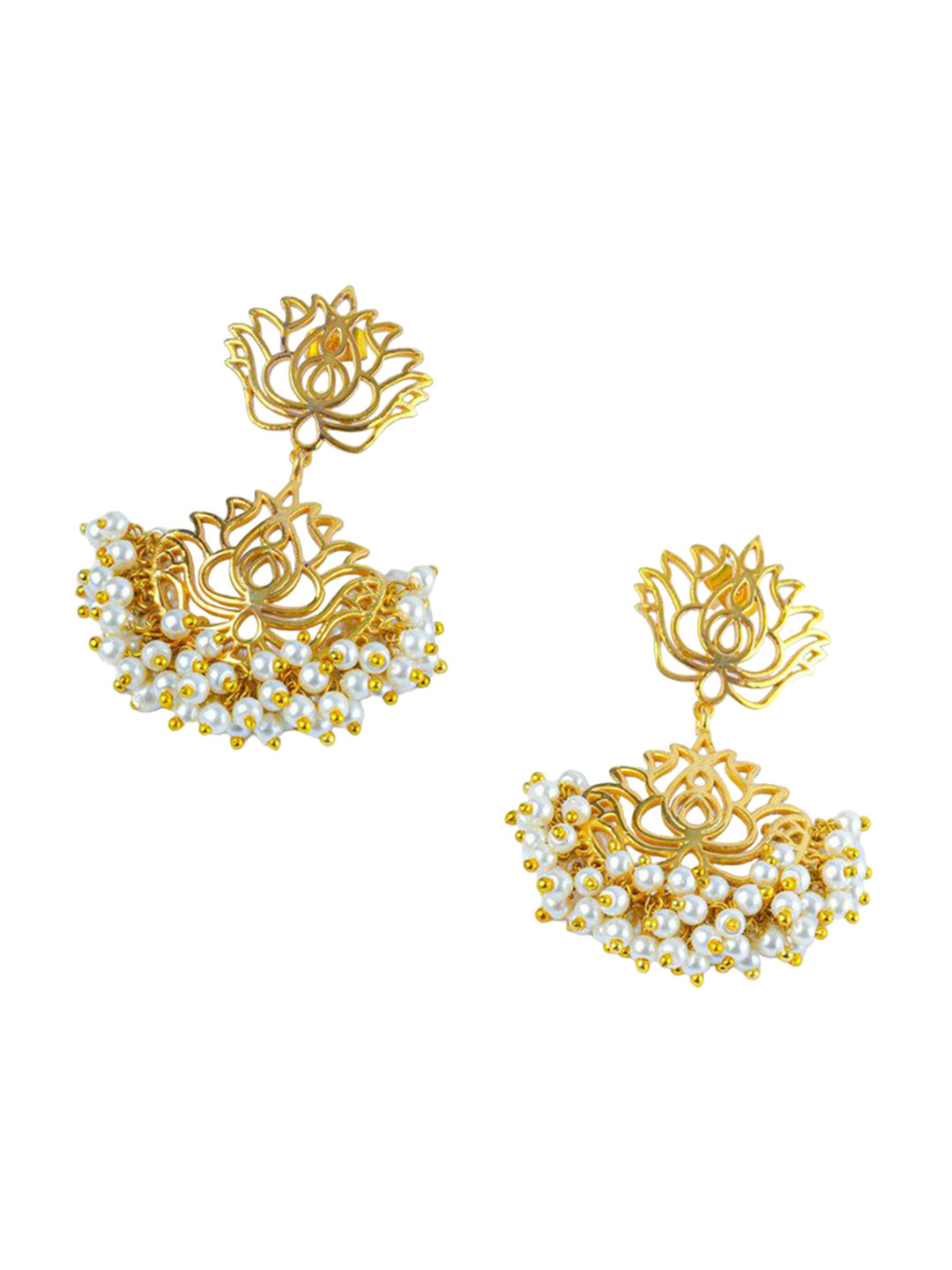 Totapari Gold-Plated Lotus Filigree Earrings