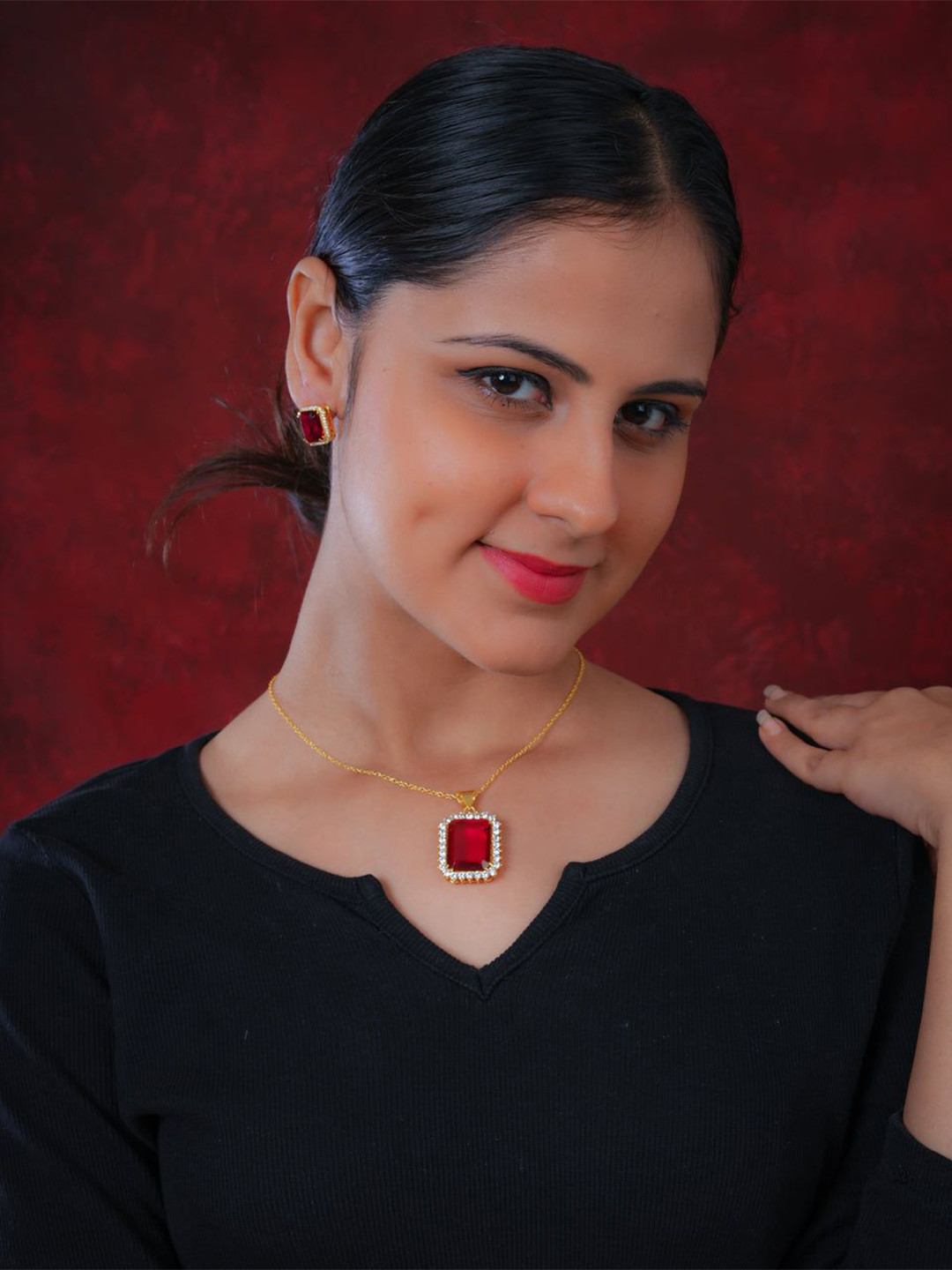 Totapari Gold Plated Crystal Zircon Stones Jewellery Set