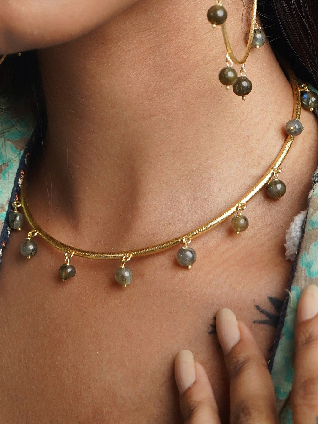 TOTAPARI Gold-Plated labradorite stones Jewellery Set