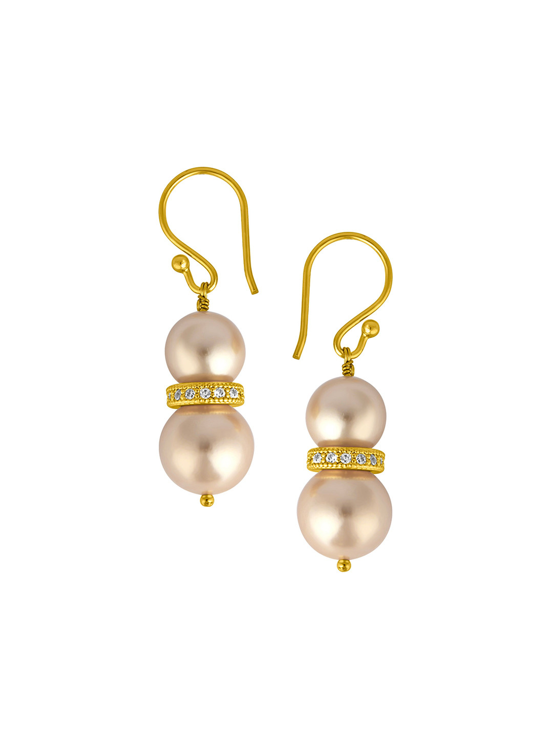 Totapari Gold-Plated Pearls Zircon Drop Earrings
