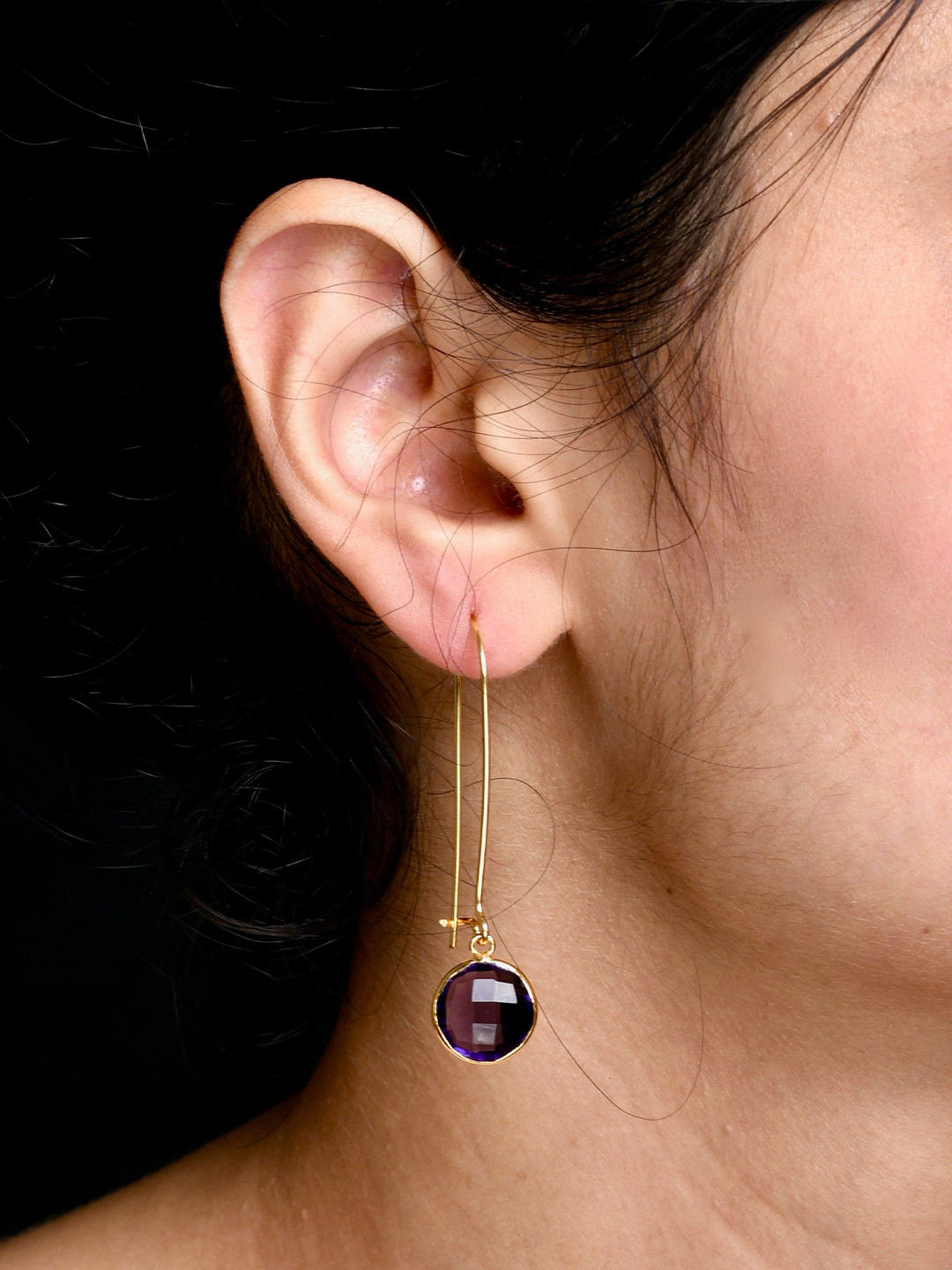 TOTAPARI Gold-Plated Amethyst Drop Earrings