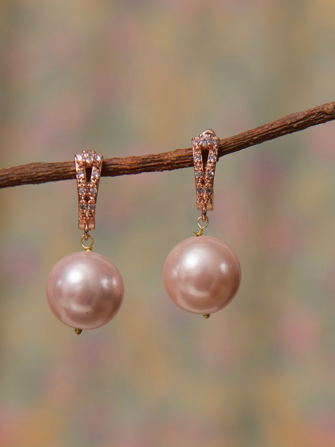Totapari Rose Gold-Plated Sophia Pearls Drop Earrings