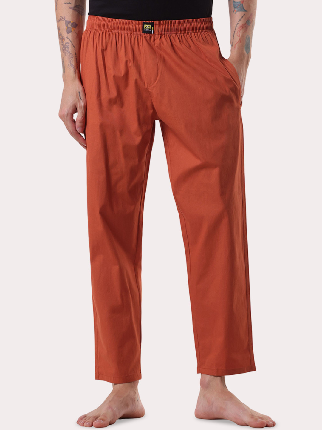 Beyoung Mid-Rise Slip-On Straight Cotton Lounge Pants