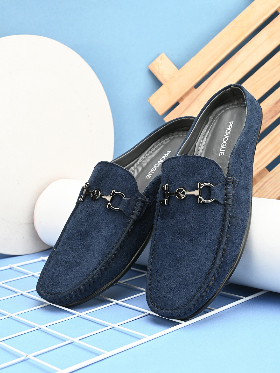Provogue Men Textured Suede Open Loafers