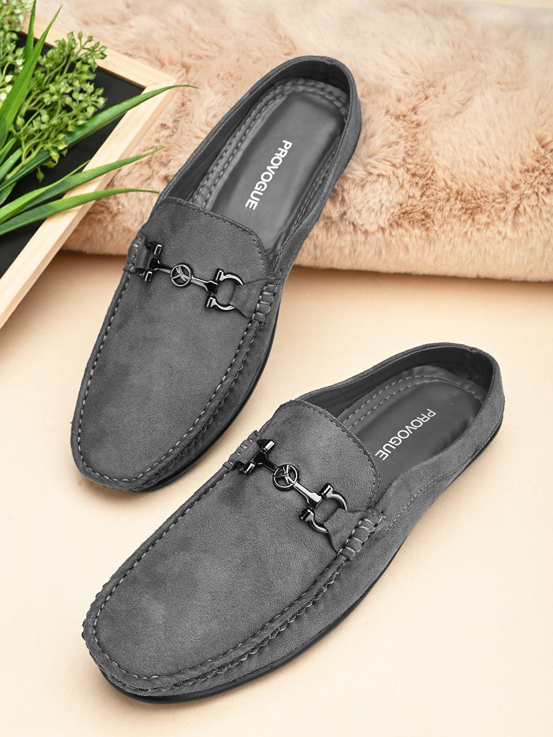 Provogue Men Textured Suede Open Loafers