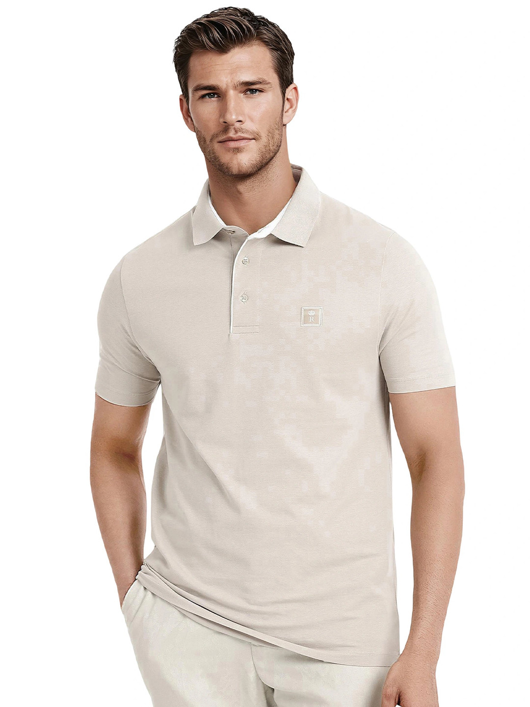 RARE RABBIT Men V-Neck Raw Edge T-shirt