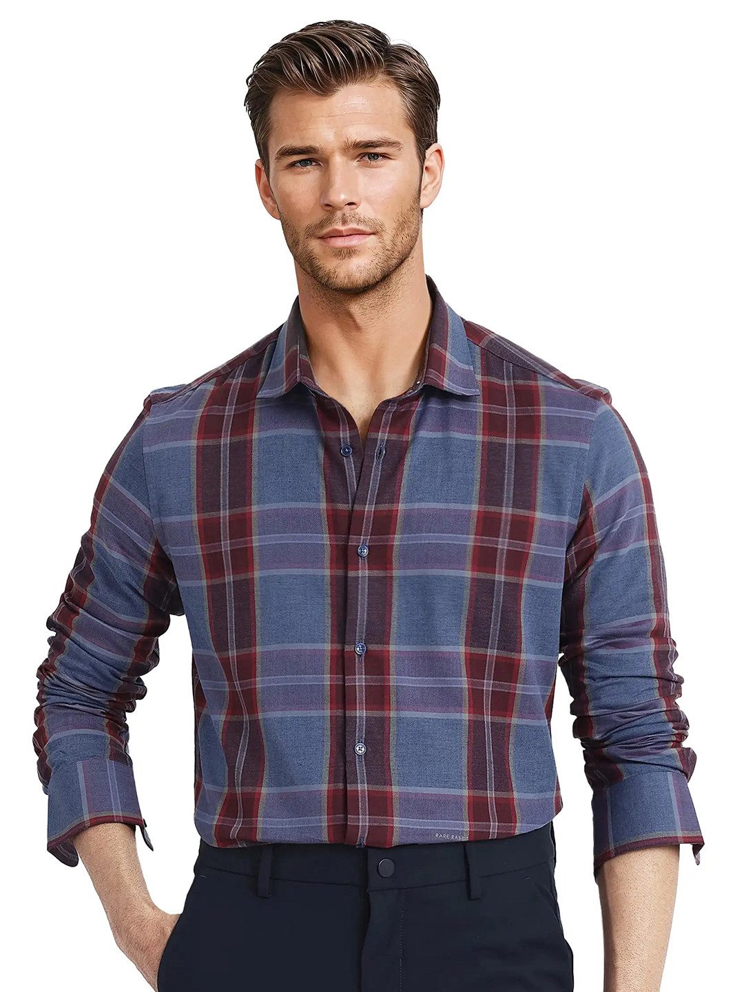 RARE RABBIT Pure Opaque Checked Casual Regular Fit Shirt