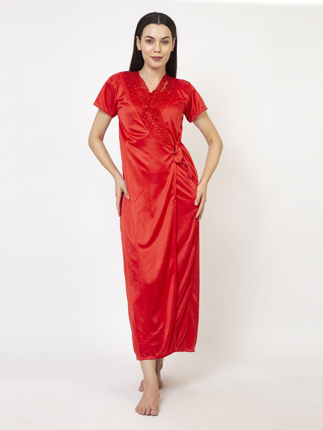 AVYAY  Women 2 Piece Maxi Nightdress
