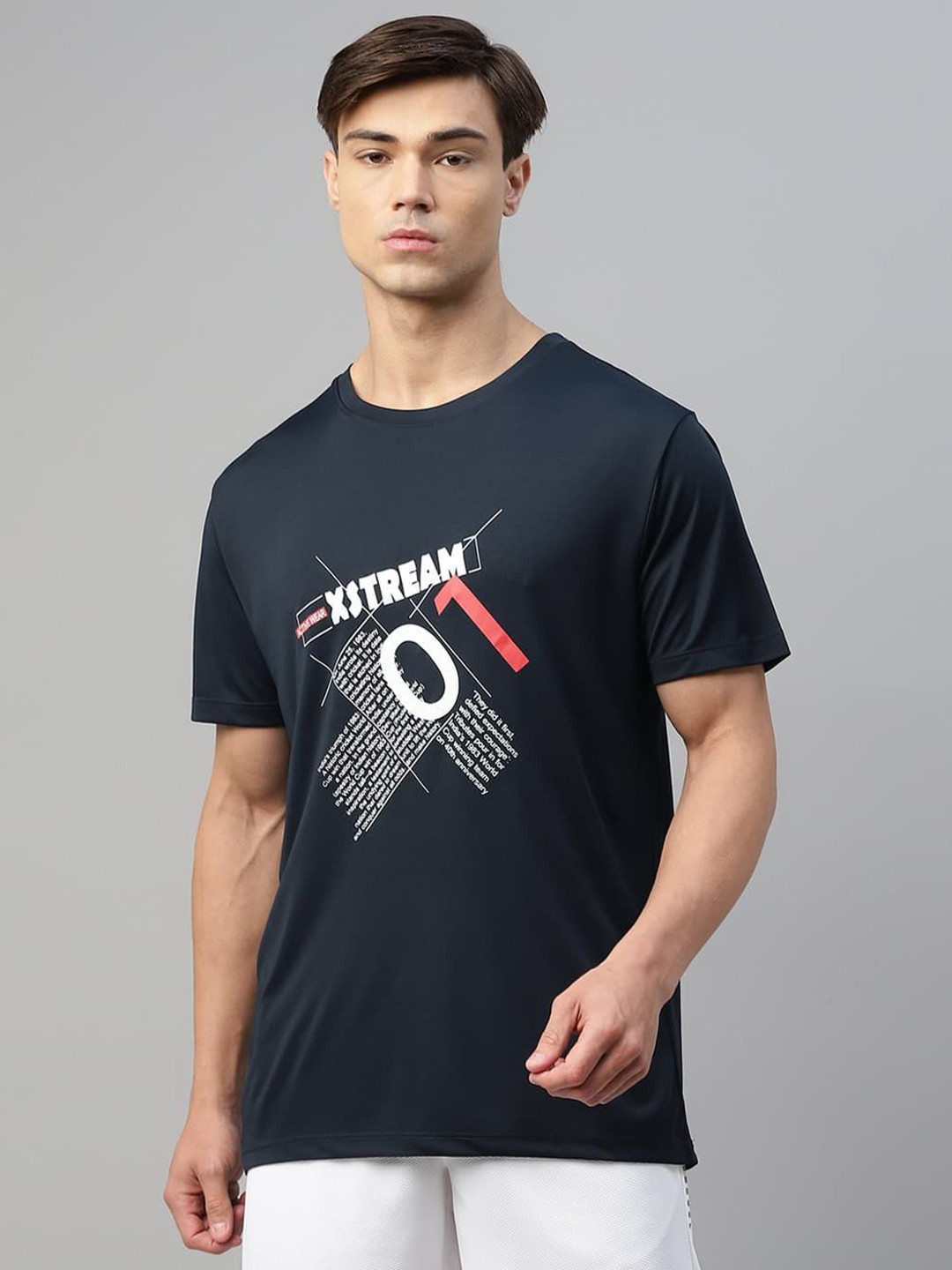 DIDA Men Ultimate Stretchable Quick Dry Active Multi Sports Round Neck Printed T shirt