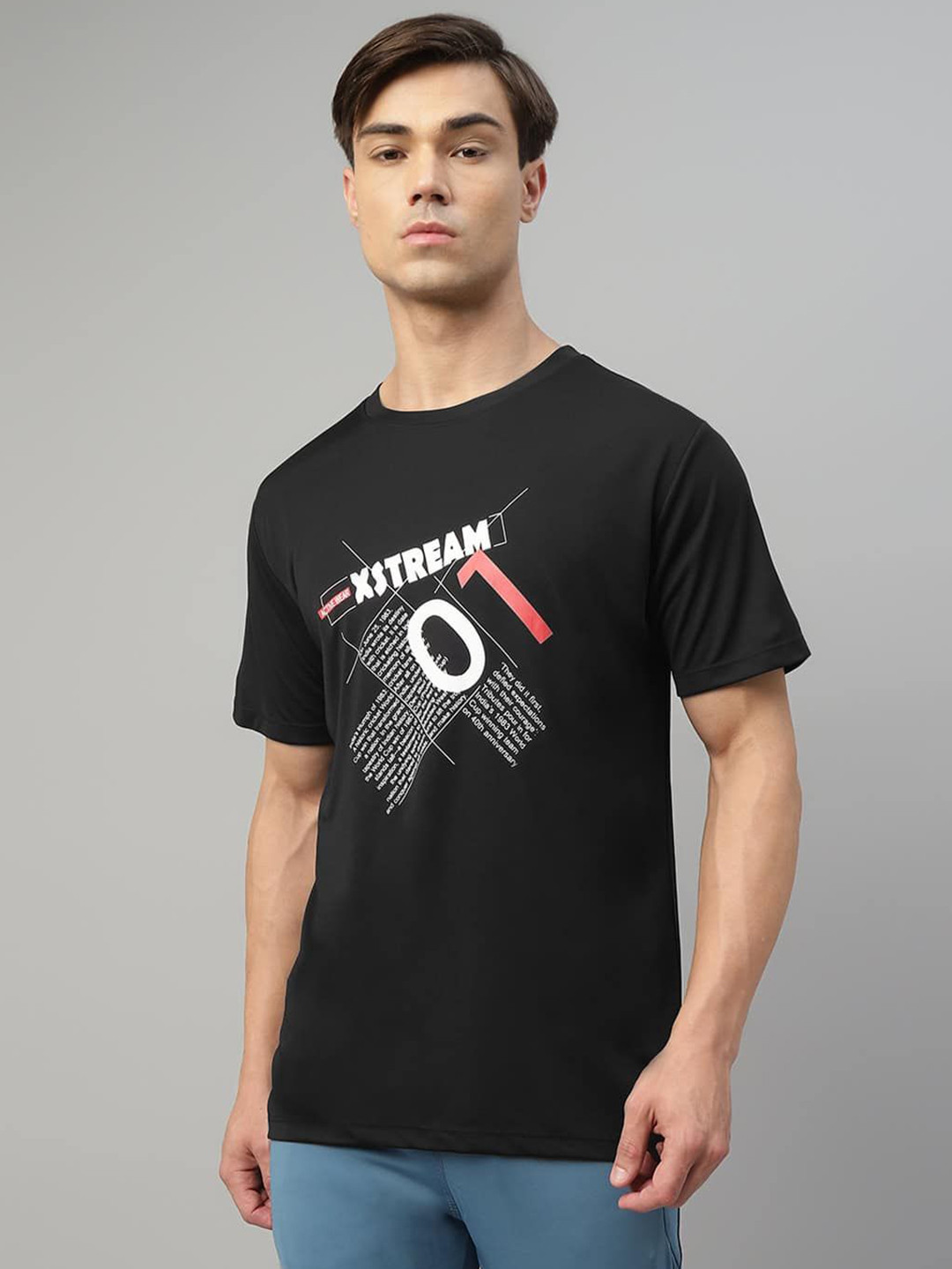 DIDA Black Printed Training Sports T-shirt