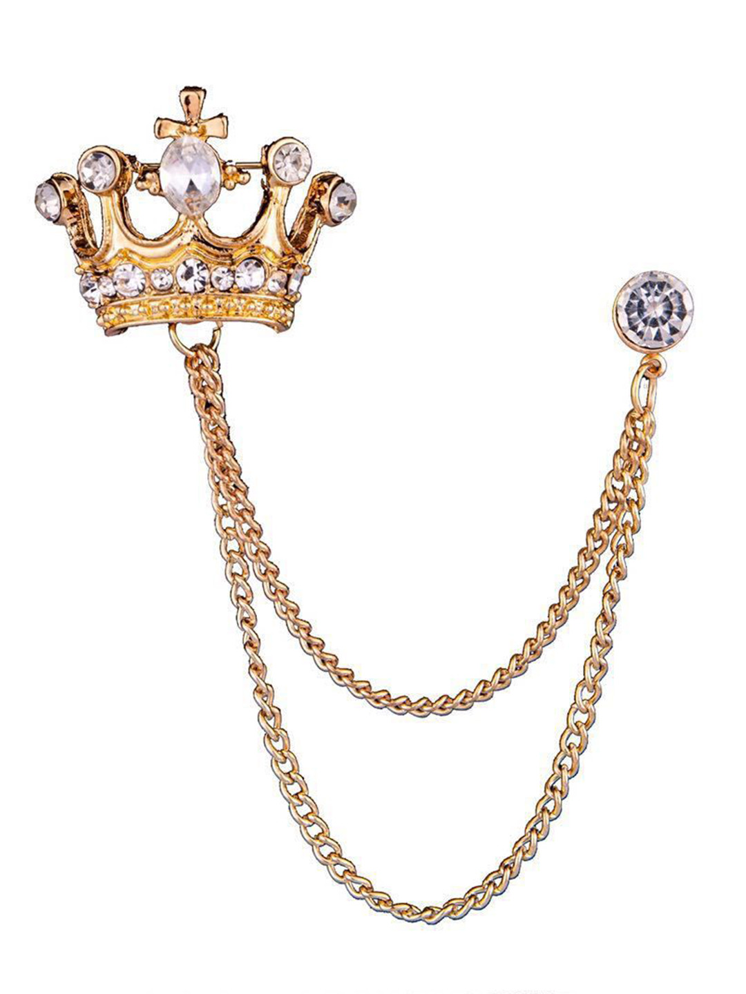 SYGA Men Lapel Pin Crystal Chain Tassel Brooch