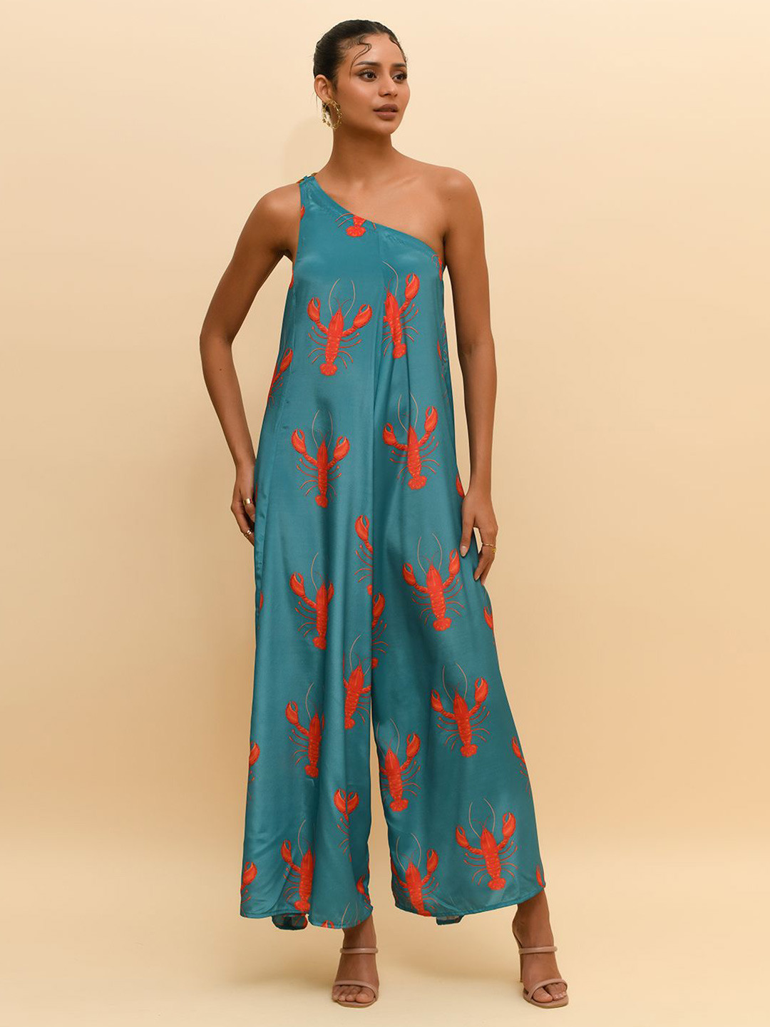 R.Y by Rishi and Vibhuti Women One ShoulderPrinted Basic Jumpsuit