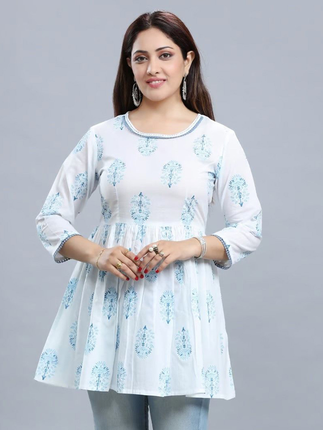 COTTON CULTURE Floral Printed   Jaipuri Pure Cotton  Short Kurti