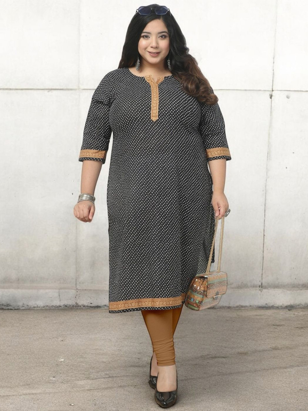 Jevi Prints Plus Size Ethnic Motifs Printed Cotton Straight Kurta