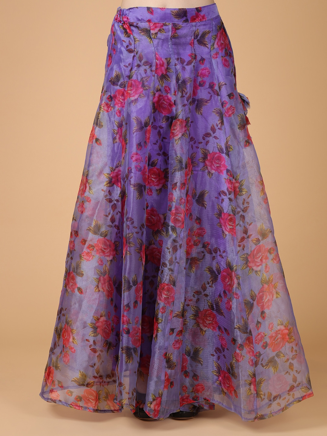 Frolic Rolic Floral Printed Organza Maxi Skirt