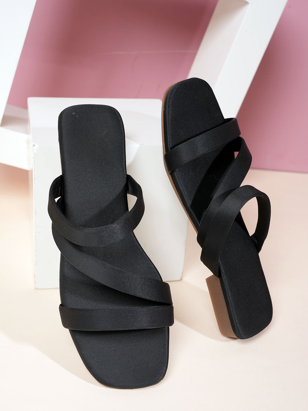 SAPATOS Women Slip on Open Toe Flats with Bows