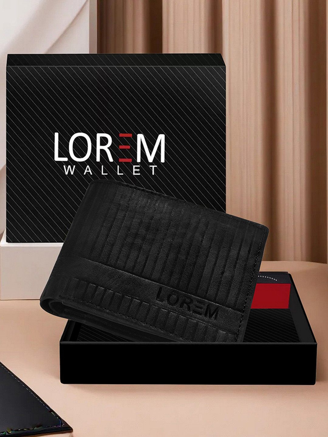 LOREM Men 3D EmbosTextured Two Fold Wallet