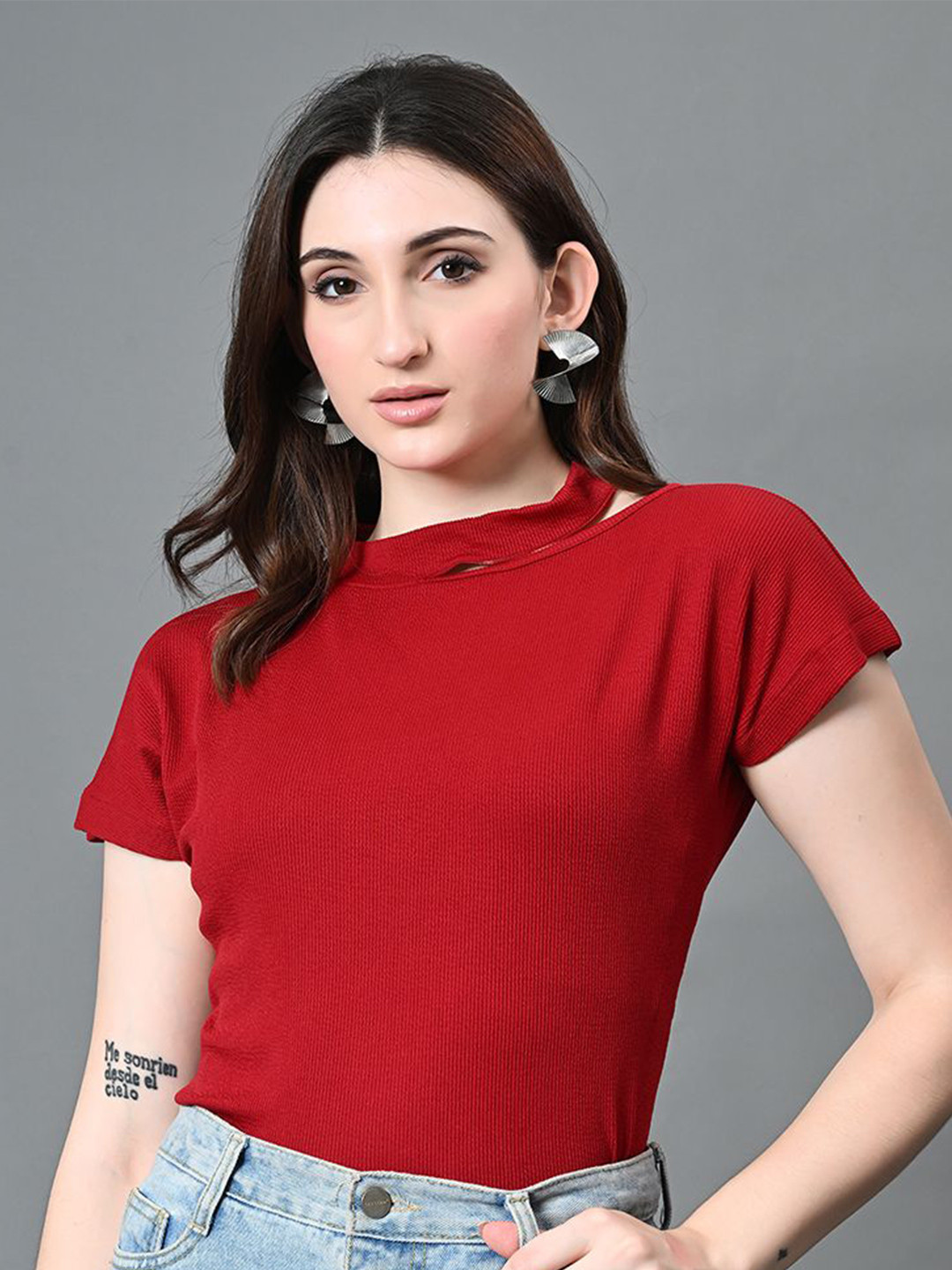 The Roadster Life Co. Women Solid Choker Neck Top