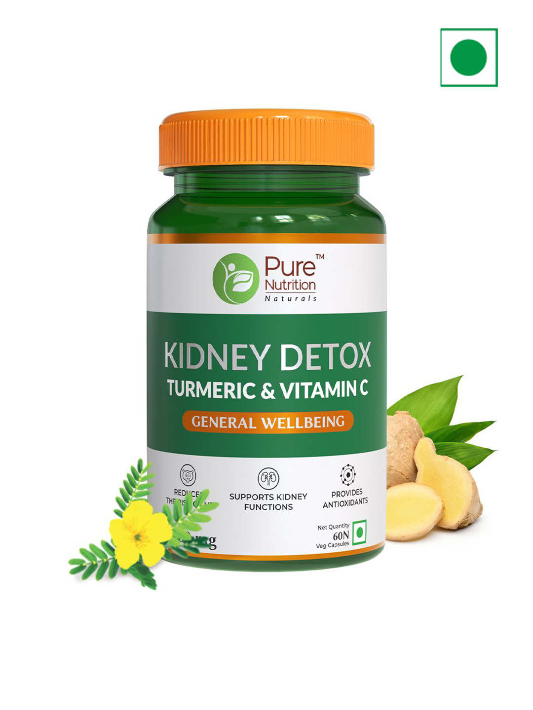 Pure Nutrition Kidney Detox Supplement with Turmeric & Vitamin C - 60 Tablet