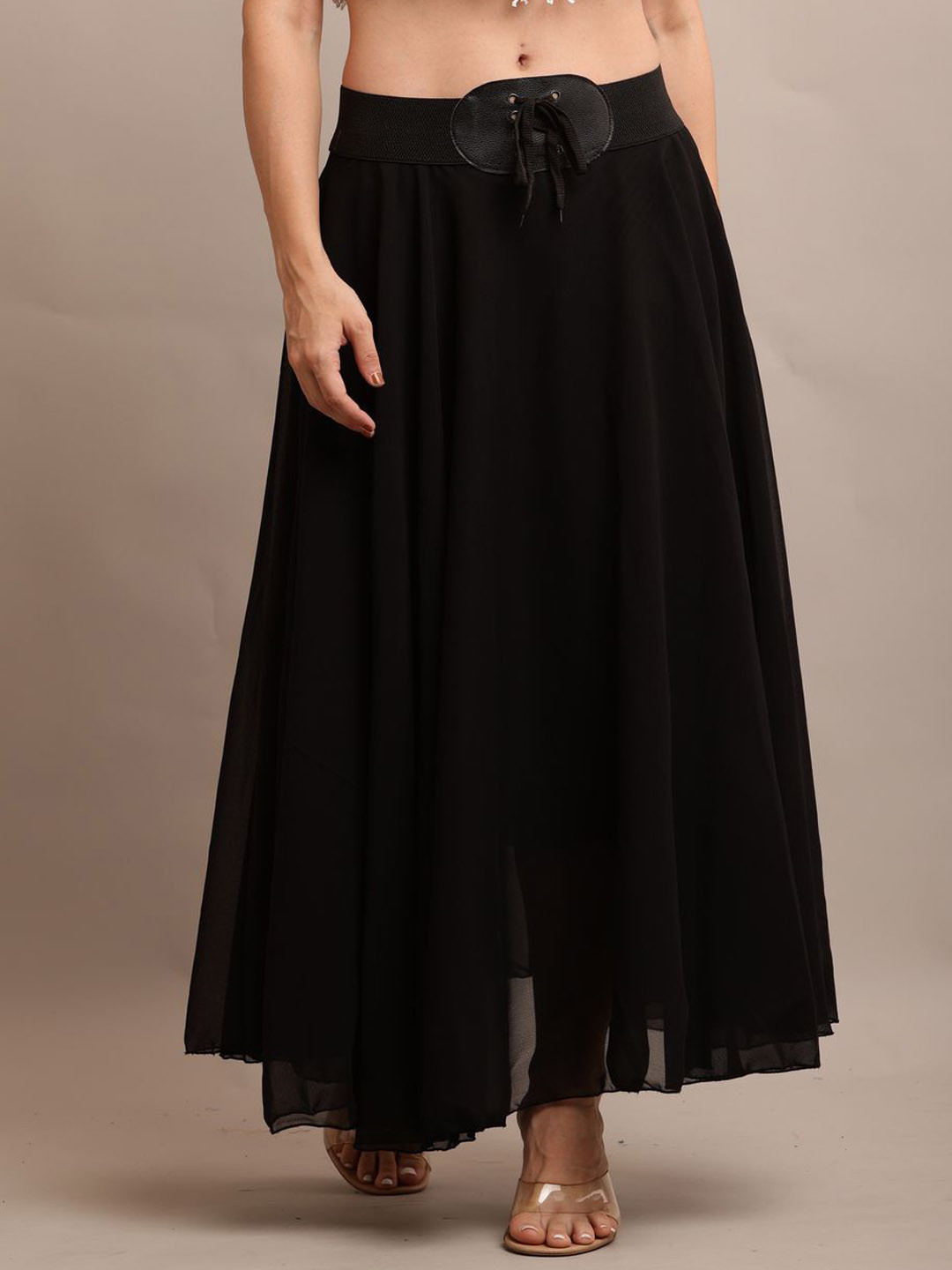 Raabta Fashion  Women Sheer Flared Maxi Skirt