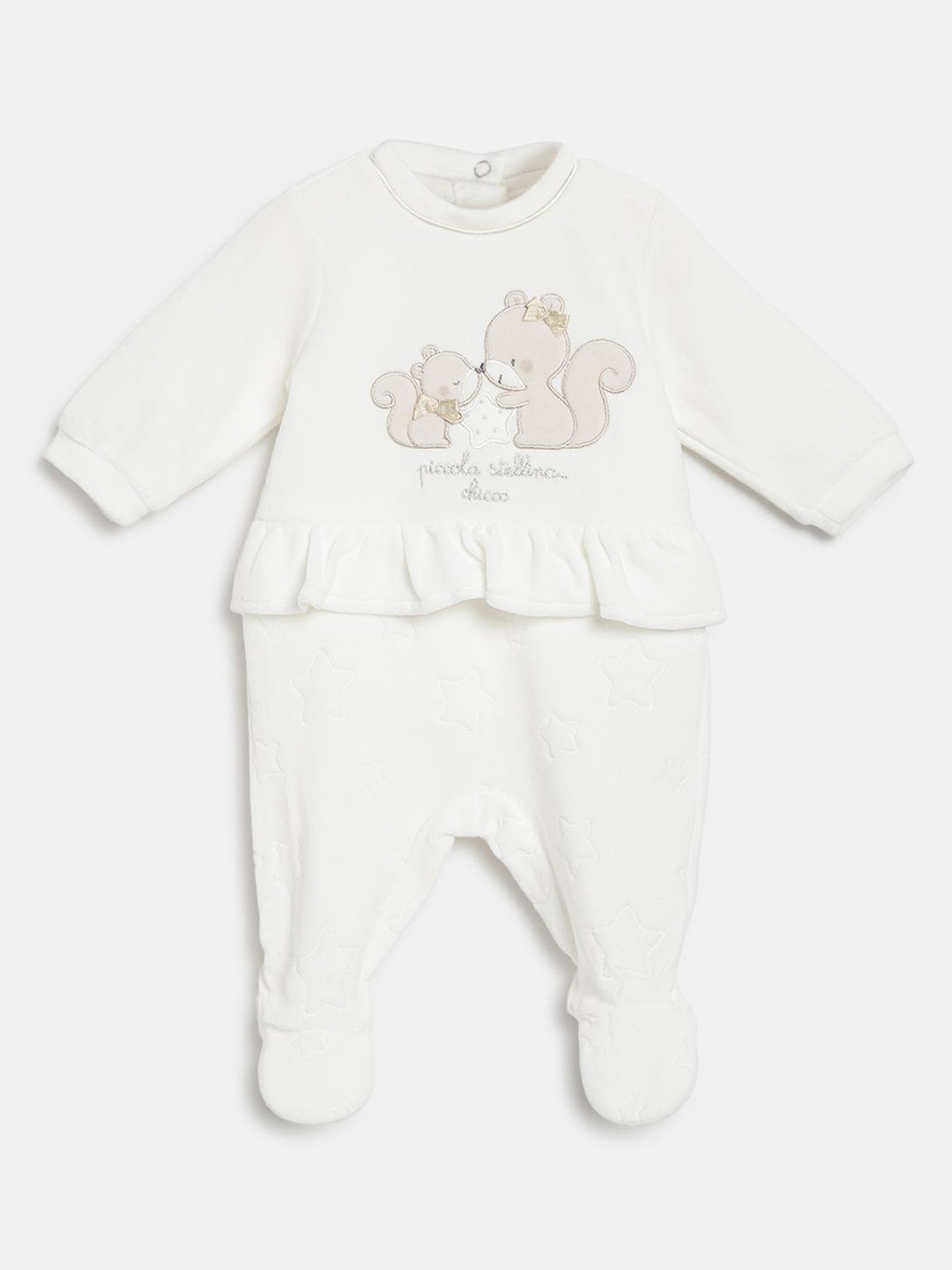 Chicco Girls  Applique Nappy Opening  Embroidered Sleepsuit